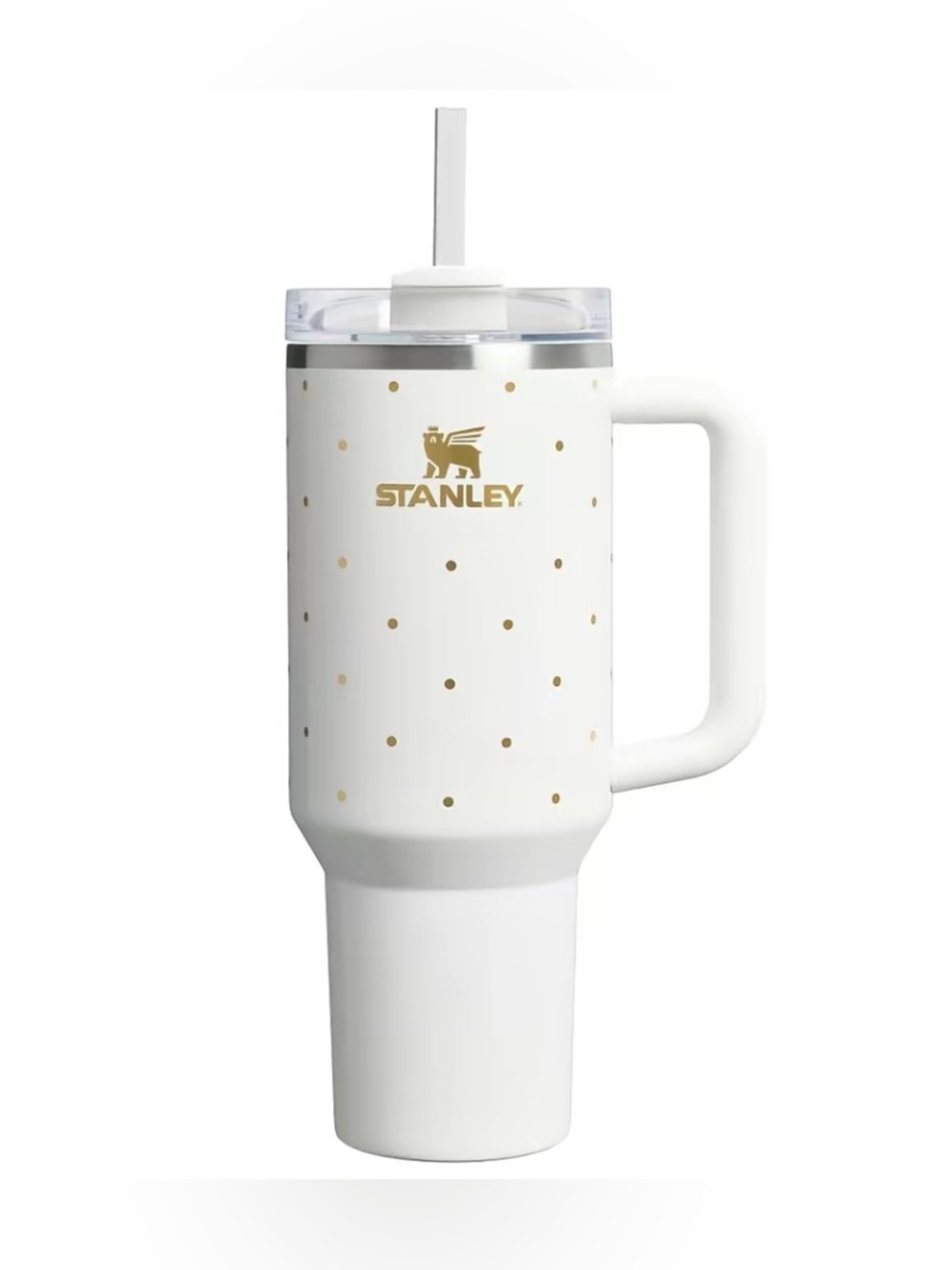 Stanley 40 oz Holiday White Frost Gold Polka Dot Stainless Steel  Tumbler